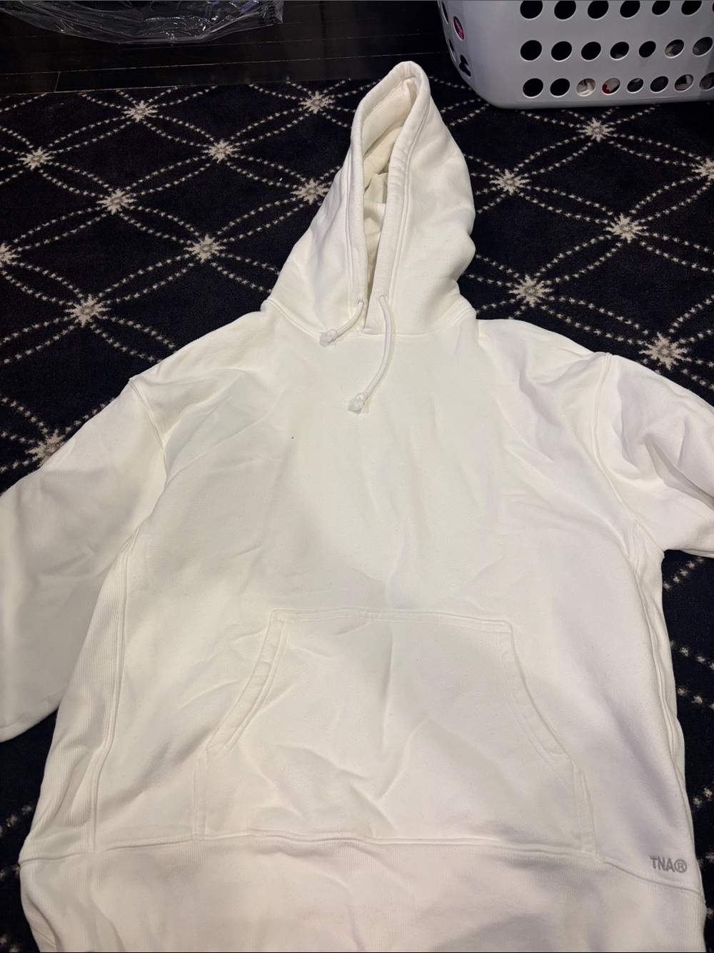 TNA white Crewneck Hoodie- sweat fleece cozy fleece boyfriend fit